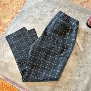 Loft Julie Slim Fit Work Pants in light pink plaid